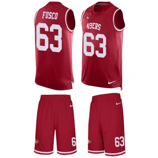 Men's Nike San Francisco 49ers 63 Brandon Fusco Limited Red Tank Top Suit NFL Jersey