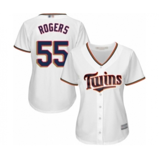 Women's Minnesota Twins 55 Taylor Rogers Authentic White Home Cool Base Baseball Player Jersey