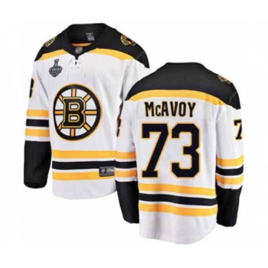 Youth Boston Bruins 73 Charlie McAvoy Authentic White Away Fanatics Branded Breakaway 2019 Stanley Cup Final Bound Hockey Jersey