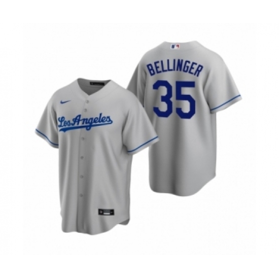 Men's Los Angeles Dodgers 35 Cody Bellinger Nike Gray Replica Road Jersey