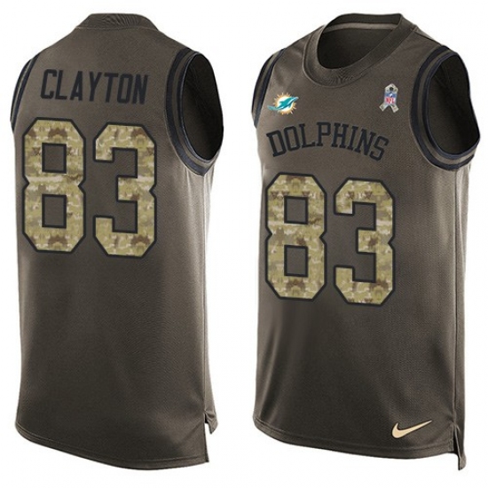 Men's Nike Miami Dolphins 83 Mark Clayton Limited Green Salute to Service Tank Top NFL Jersey