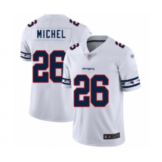 Men's New England Patriots 26 Sony Michel White Team Logo Fashion Limited Football Jersey