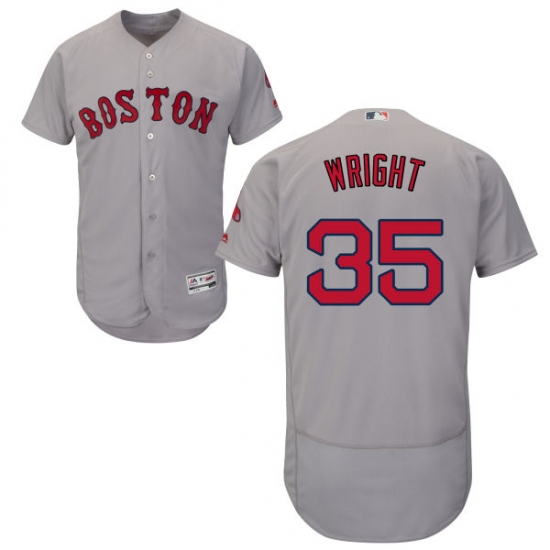 Men's Majestic Boston Red Sox 35 Steven Wright Grey Road Flex Base Authentic Collection MLB Jersey