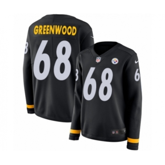 Women's Nike Pittsburgh Steelers 68 L.C. Greenwood Limited Black Therma Long Sleeve NFL Jersey