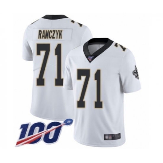 Men's New Orleans Saints 71 Ryan Ramczyk White Vapor Untouchable Limited Player 100th Season Football Jersey