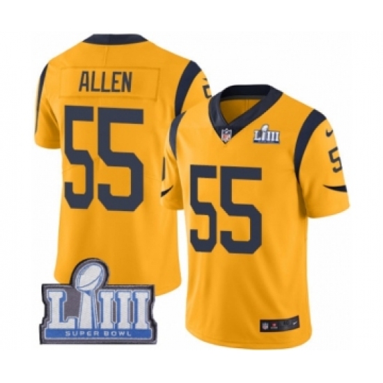 Men's Nike Los Angeles Rams 55 Brian Allen Limited Gold Rush Vapor Untouchable Super Bowl LIII Bound NFL Jersey