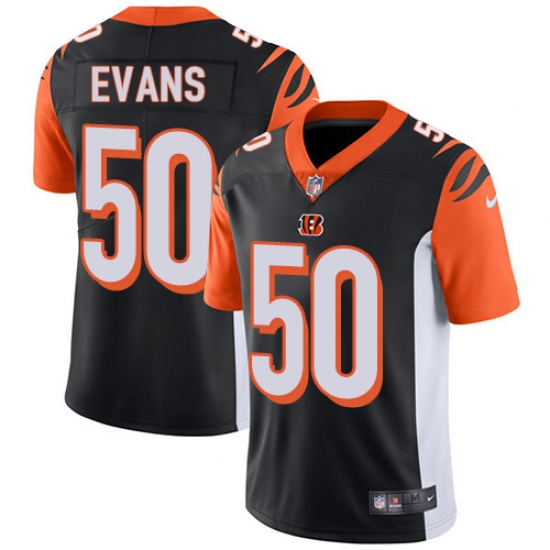 Men's Nike Cincinnati Bengals 50 Jordan Evans Black Team Color Vapor Untouchable Limited Player NFL Jersey