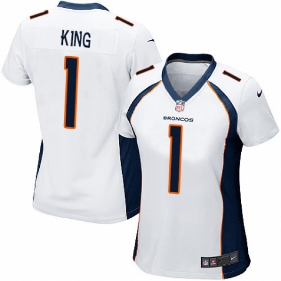 Women's Nike Denver Broncos 1 Marquette King Game White NFL Jersey