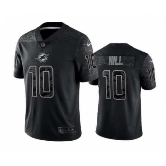 Men's Miami Dolphins 10 Tyreek Hill Black Reflective Limited Stitched Football Jersey