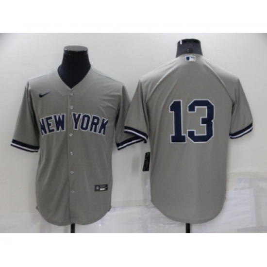 Men's New York Yankees 13 Alex Rodriguez Gray Cool Base Stitched Baseball Jersey
