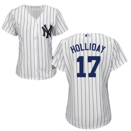 Women's Majestic New York Yankees 17 Matt Holliday Replica White Home MLB Jersey