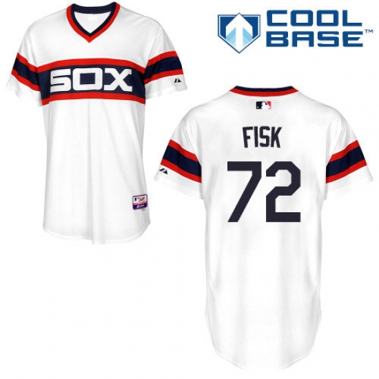 Men's Majestic Chicago White Sox 72 Carlton Fisk White Alternate Flex Base Authentic Collection MLB Jersey