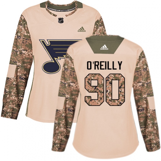 Women's Adidas St. Louis Blues 90 Ryan O'Reilly Authentic Camo Veterans Day Practice NHL Jersey