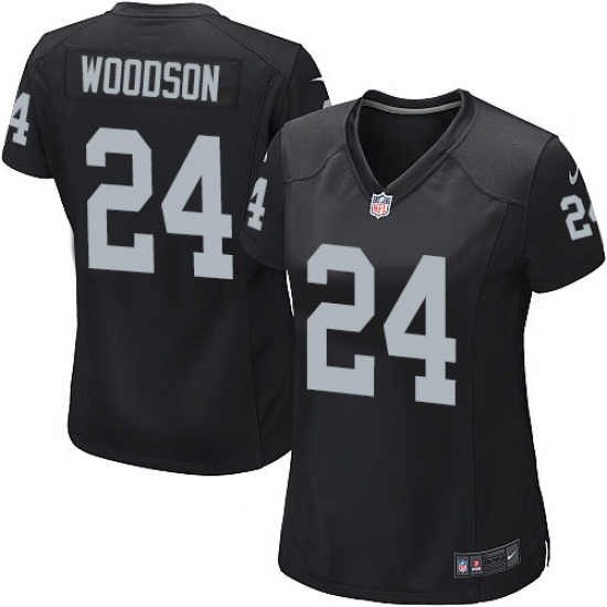 Women's Nike Oakland Raiders 24 Charles Woodson Game Black Team Color NFL Jersey