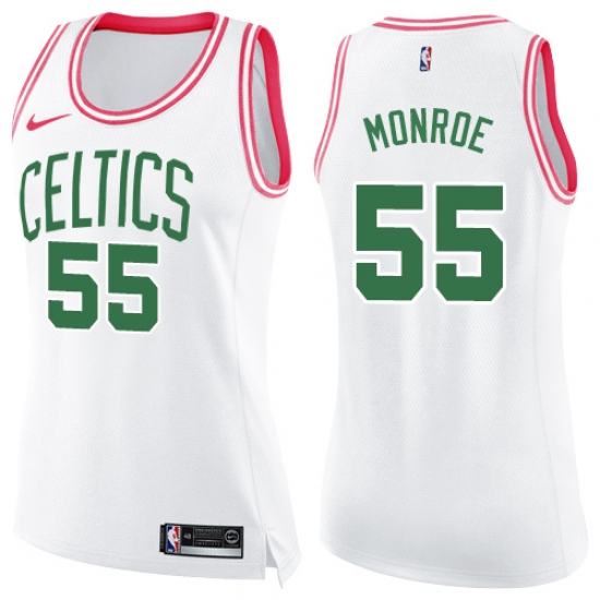 Women's Nike Boston Celtics 55 Greg Monroe Swingman White/Pink Fashion NBA Jersey