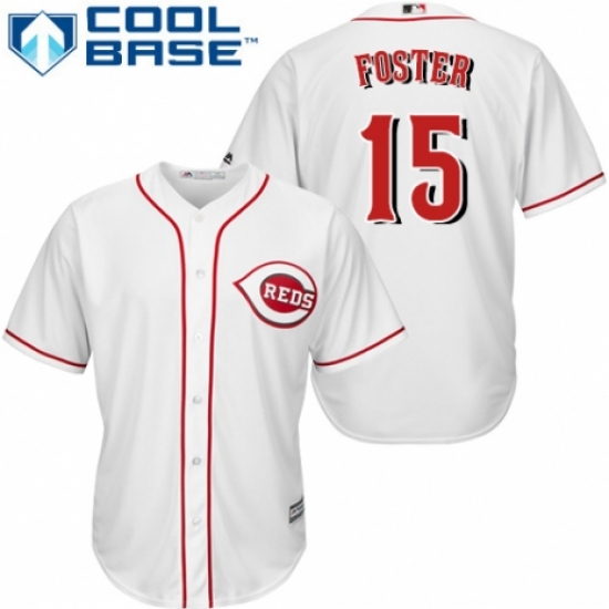 Youth Majestic Cincinnati Reds 15 George Foster Replica White Home Cool Base MLB Jersey