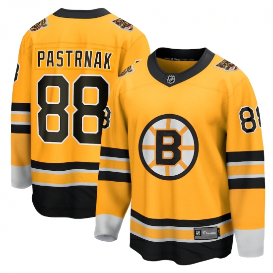 Men's Boston Bruins 88 David Pastrnak Fanatics Branded Gold 2020-21 Special Edition Breakaway Player Jersey