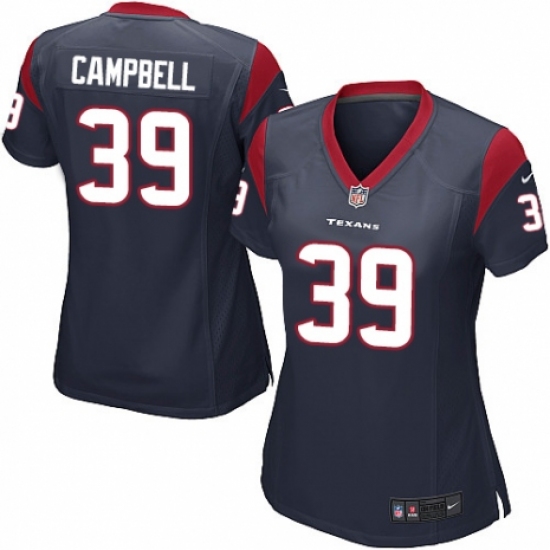 Women's Nike Houston Texans 39 Ibraheim Campbell Game Navy Blue Team Color NFL Jersey