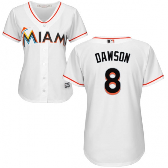 Women's Majestic Miami Marlins 8 Andre Dawson Authentic White Home Cool Base MLB Jersey