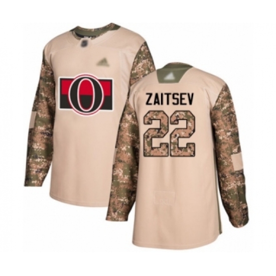Men's Ottawa Senators 22 Nikita Zaitsev Authentic Camo Veterans Day Practice Hockey Jersey