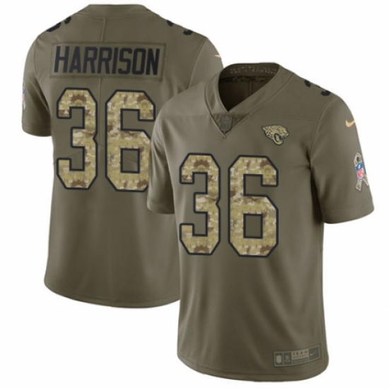 Youth Nike Jacksonville Jaguars 36 Ronnie Harrison Limited Olive/Camo 2017 Salute to Service NFL Jersey