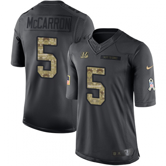 Men's Nike Cincinnati Bengals 5 AJ McCarron Limited Black 2016 Salute to Service NFL Jersey