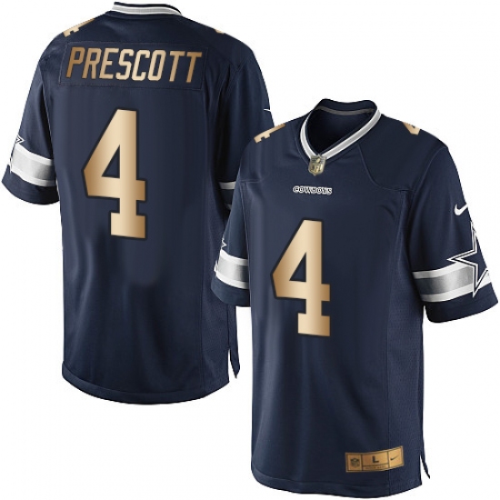 Men's Nike Dallas Cowboys 4 Dak Prescott Limited Navy/Gold Team Color NFL Jersey