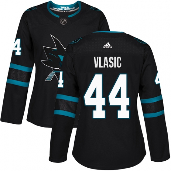 Women's Adidas San Jose Sharks 44 Marc-Edouard Vlasic Premier Black Alternate NHL Jersey