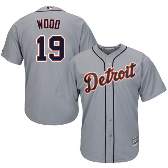 Youth Majestic Detroit Tigers 19 Travis Wood Authentic Grey Road Cool Base MLB Jersey