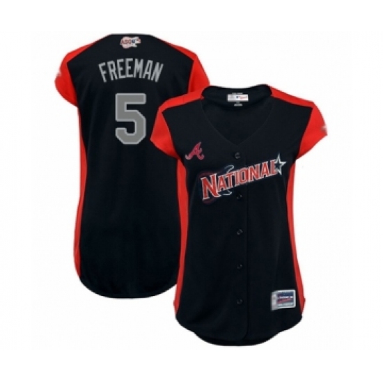Women's Atlanta Braves 5 Freddie Freeman Authentic Navy Blue National League 2019 Baseball All-Star Jersey