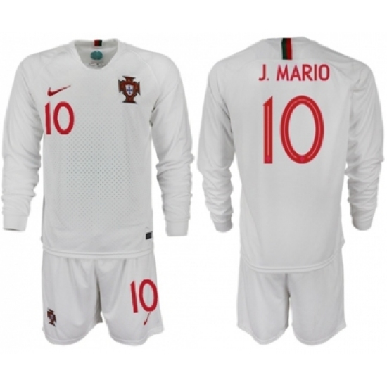 Portugal 10 J.Mario Away Long Sleeves Soccer Country Jersey
