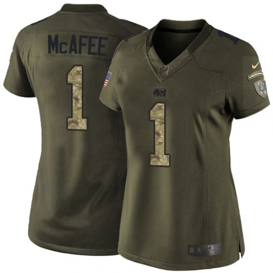 Women's Nike Indianapolis Colts 1 Pat McAfee Elite Green Salute to Service NFL Jersey
