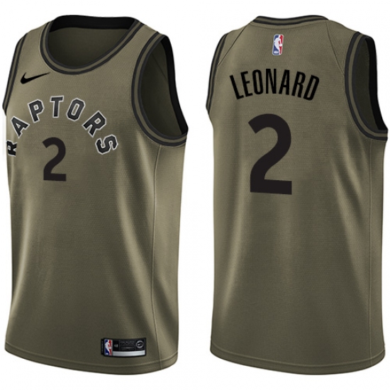 Men's Nike Toronto Raptors 2 Kawhi Leonard Swingman Green Salute to Service NBA Jersey
