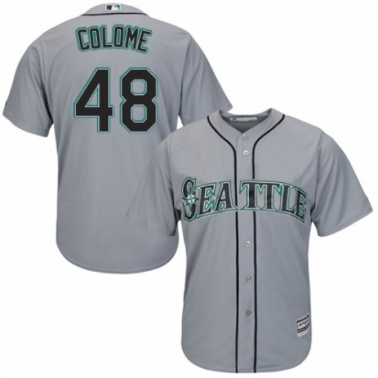Men's Majestic Seattle Mariners 48 Alex Colome Replica Grey Road Cool Base MLB Jersey