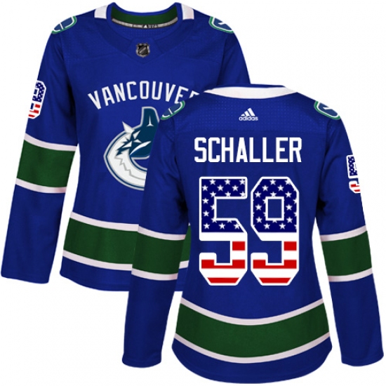 Women's Adidas Vancouver Canucks 59 Tim Schaller Authentic Blue USA Flag Fashion NHL Jersey