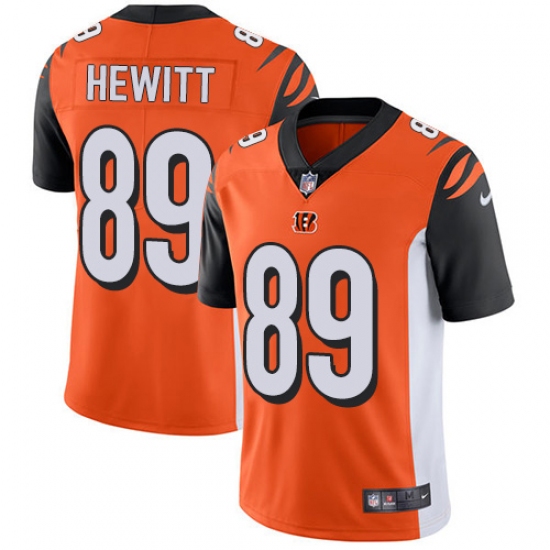 Men's Nike Cincinnati Bengals 89 Ryan Hewitt Vapor Untouchable Limited Orange Alternate NFL Jersey