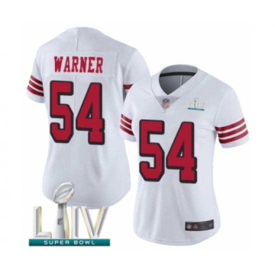 Women's San Francisco 49ers 54 Fred Warner Limited White Rush Vapor Untouchable Super Bowl LIV Bound Football Jersey