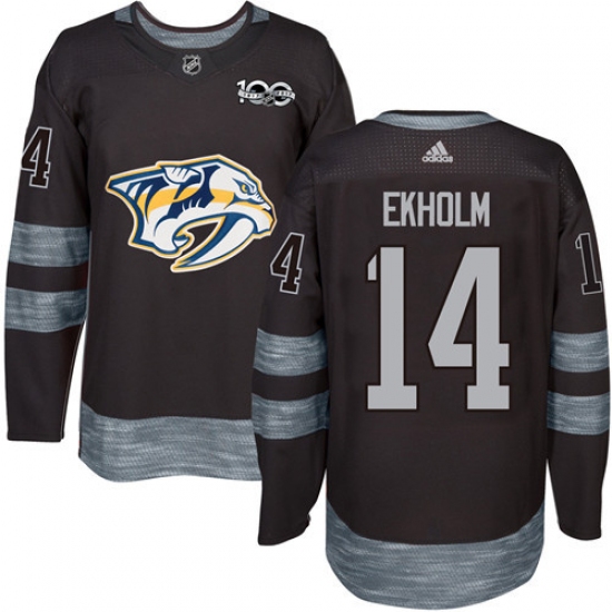 Men's Adidas Nashville Predators 14 Mattias Ekholm Authentic Black 1917-2017 100th Anniversary NHL Jersey