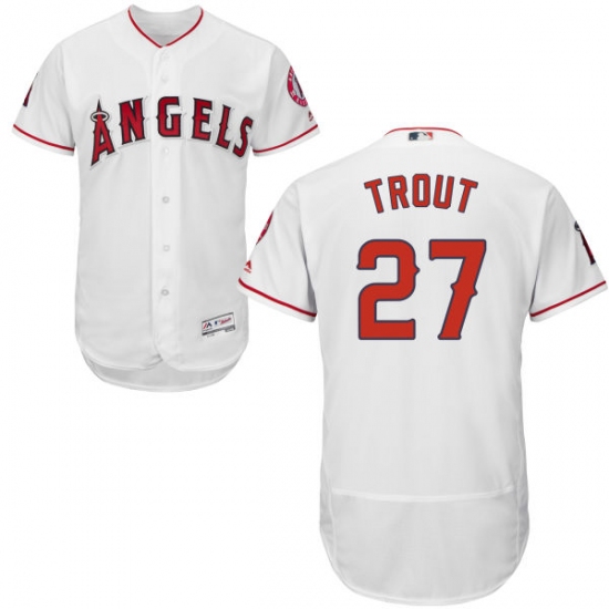 Men's Majestic Los Angeles Angels of Anaheim 27 Mike Trout White Home Flex Base Authentic Collection MLB Jersey