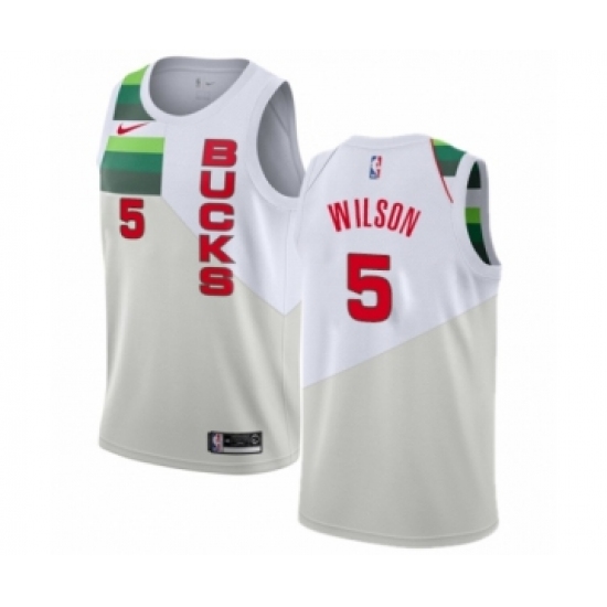 Women's Nike Milwaukee Bucks 5 D. J. Wilson White Swingman Jersey - Earned Edition