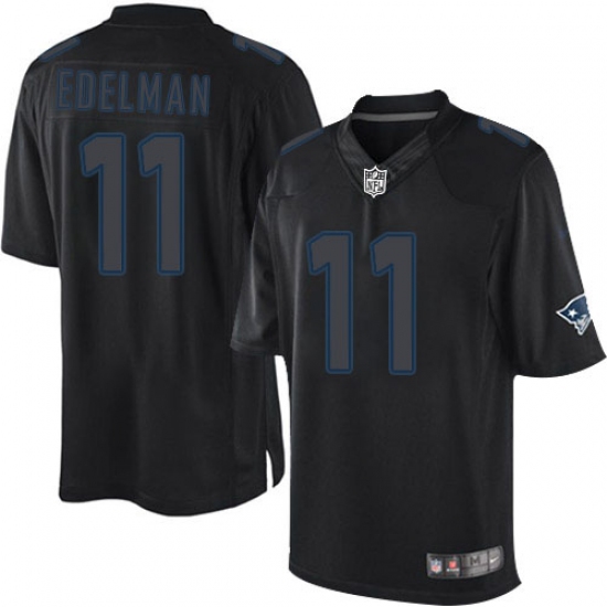 Men's Nike New England Patriots 11 Julian Edelman Limited Black Impact NFL Jersey