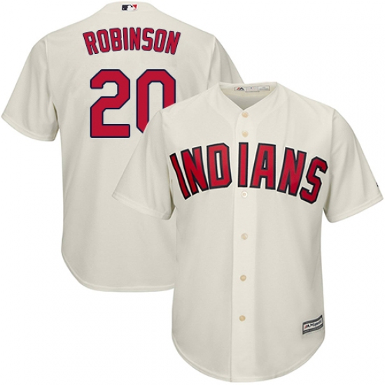 Youth Majestic Cleveland Indians 20 Eddie Robinson Replica Cream Alternate 2 Cool Base MLB Jersey