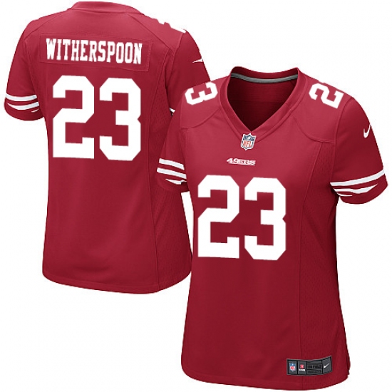 Women's Nike San Francisco 49ers 23 Ahkello Witherspoon Game Red Team Color NFL Jersey