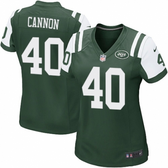 Women's Nike New York Jets 40 Trenton Cannon Game Green Team Color NFL Jersey
