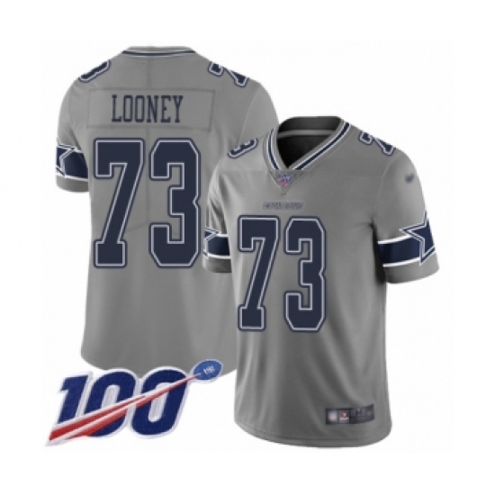 Youth Dallas Cowboys 73 Joe Looney Limited Gray Inverted Legend 100th Season Football Jersey