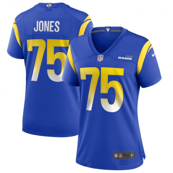 Women's Los Angeles Rams 75 Deacon Jones Nike Royal Game Retired Player Jersey