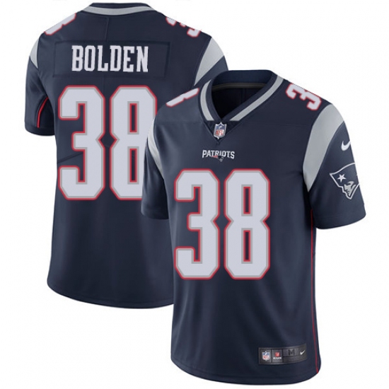 Men's Nike New England Patriots 38 Brandon Bolden Navy Blue Team Color Vapor Untouchable Limited Player NFL Jersey