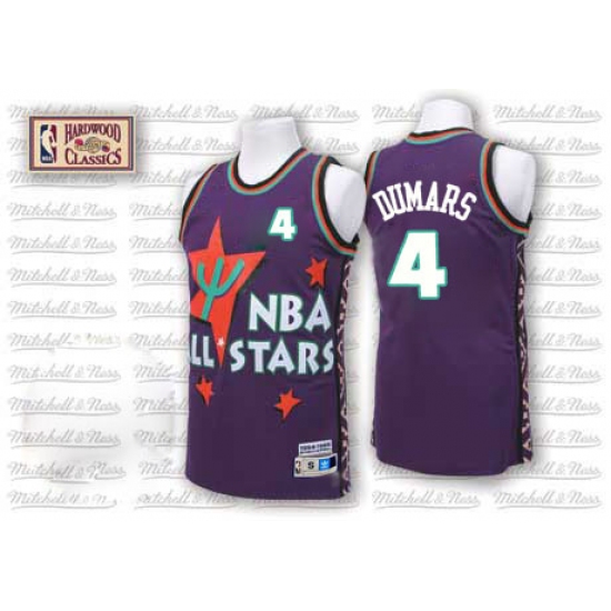 Men's Adidas Detroit Pistons 4 Joe Dumars Authentic Purple 1995 All Star Throwback NBA Jersey