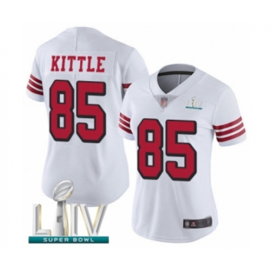 Women's San Francisco 49ers 85 George Kittle Limited White Rush Vapor Untouchable Super Bowl LIV Bound Football Jersey