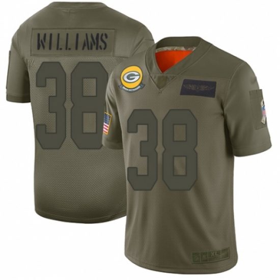 Youth Green Bay Packers 38 Tramon Williams Limited Camo 2019 Salute to Service Football Jersey